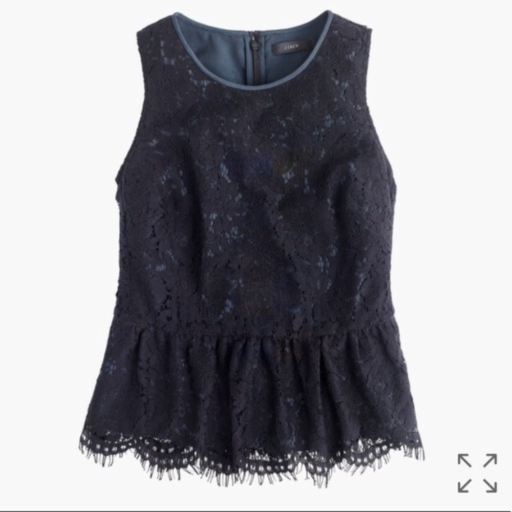 J. Crew Lace Peplum Top Black F8695